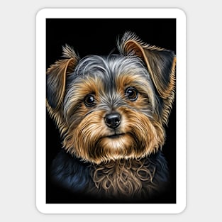 Super Cute Yorkshire Terrier Puppy Portrait Sticker